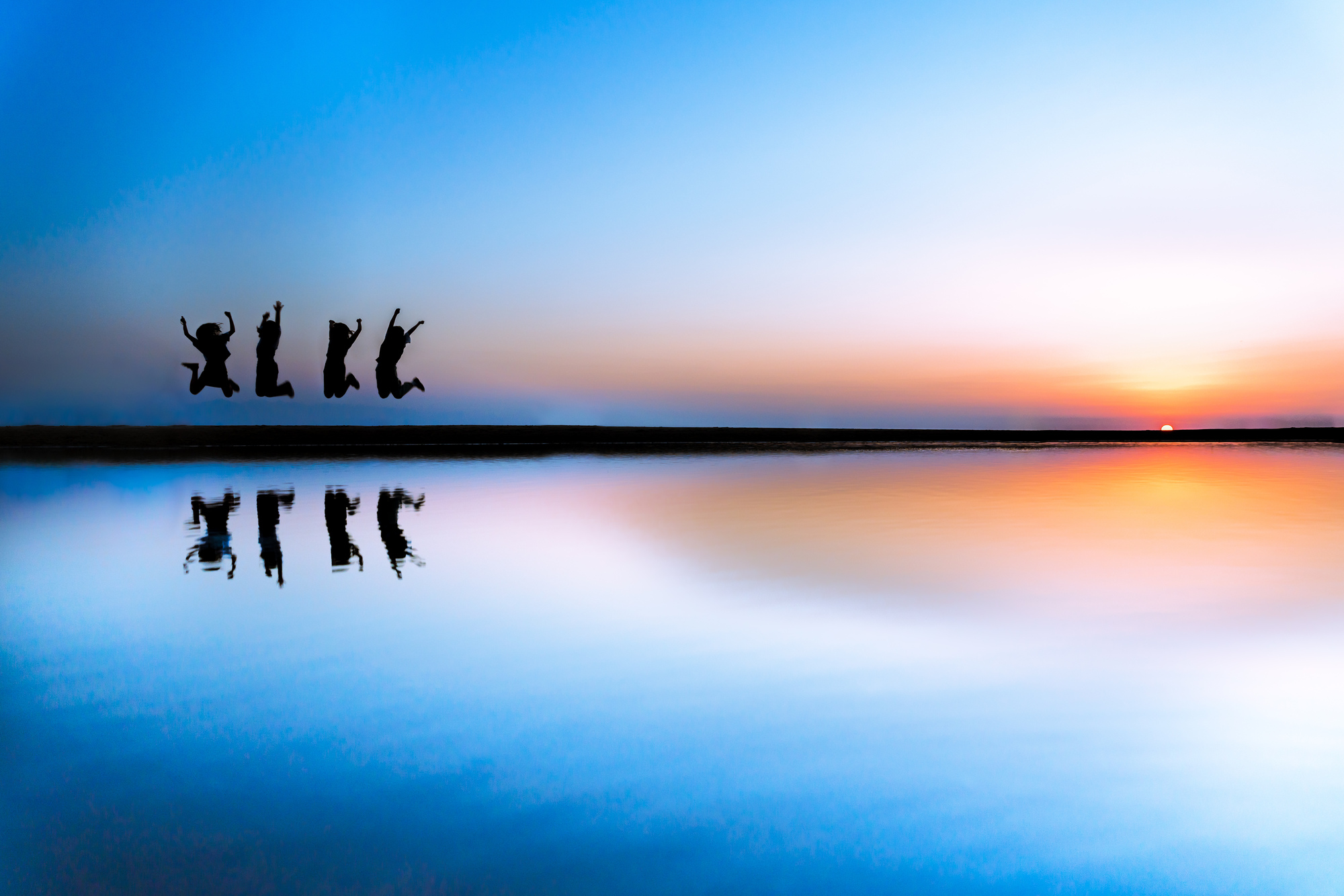 Chichigahama Beach mirror reflection at sunset — Japan's Uyuni, Kagawa